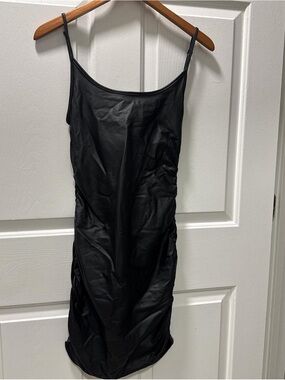 SHEIN Black Slip Dress Faux Leather